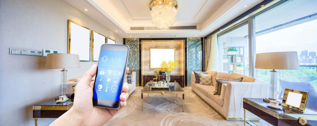 mobile phone in modern living room mobile phone in modern living room